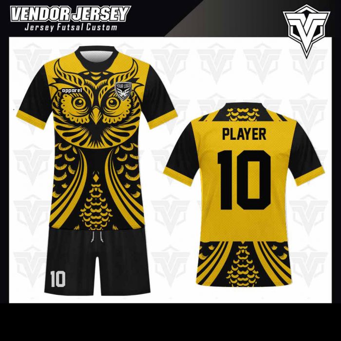 Desain-Jersey-Futsal-Owl-gambar-burung-hantu-warna-kuning