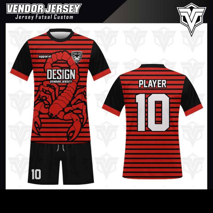 Desain-Kaos-Futsal-Scorpion-gambar-kalajengking-hitam-merah