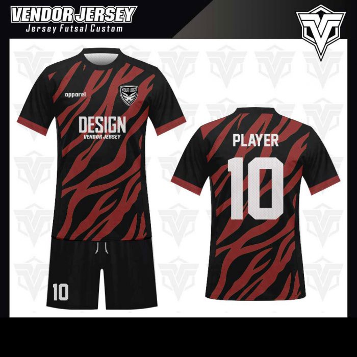 Desain-Kostum-Futsal-Le-Zebre-warna-marun-hitam